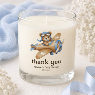 Teddy Bear Pilot Baby Boy Shower Favor Scented Candle