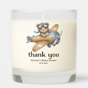 Teddy Bear Pilot Baby Boy Shower Favor Scented Candle
