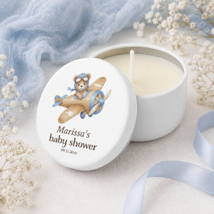 Teddy Bear Pilot Baby Boy Shower Mini Candle Favors
