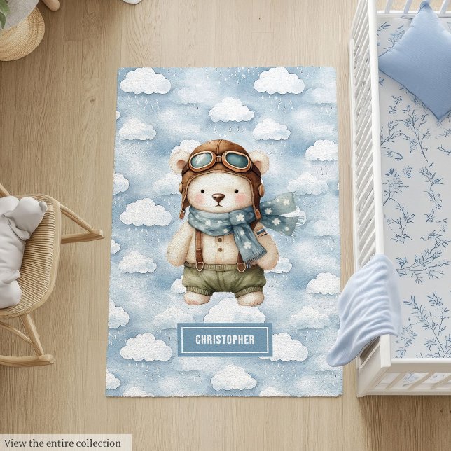 Teddy Bear Pilot Baby Nursery Area Rug Shower Gift (Teddy Bear Pilot Baby Nursery Area Rug Shower Gift)