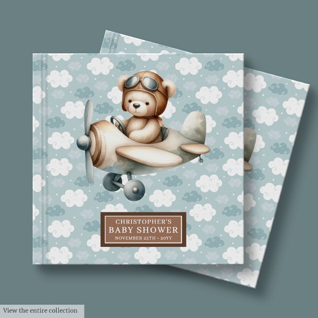 Teddy Bear Pilot Baby Shower Guest Book for Boys (Teddy Bear Pilot Baby Shower Guest Book for Boys)