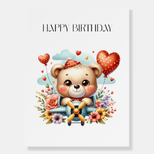 Teddy Bear Pilot Birthday Foam Board