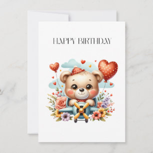 Teddy Bear Pilot Birthday Invitation