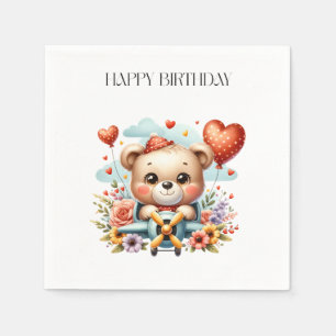 Teddy Bear Pilot Birthday Napkins