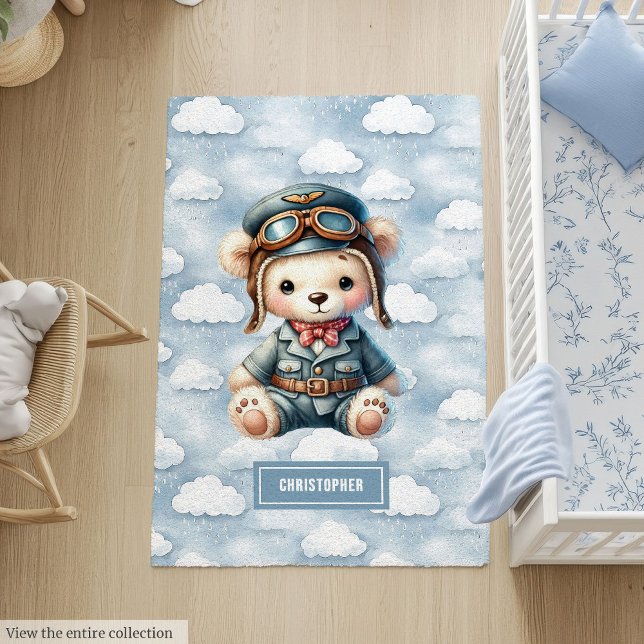 Teddy Bear Pilot Rug Baby Nursery Room Shower Gift (Teddy Bear Pilot Rug Baby Nursery Room Shower Gift)
