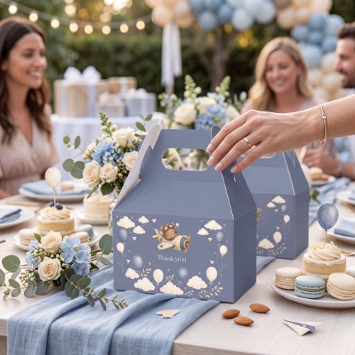 Teddy Bear Pilot Sky Adventure Baby Shower Treat Favor Boxes