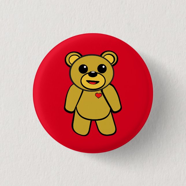 Teddy Bear Pinback Button (Front)