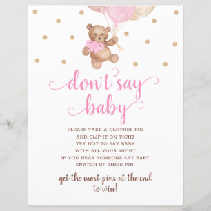 Teddy Bear Pink And Gold Don't Say Baby Game