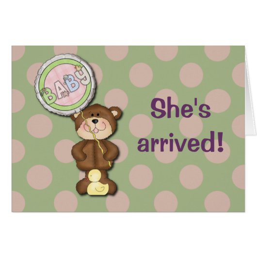 Teddy Bear Pink and Green Cards (Front Horizontal)