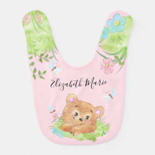 Teddy Bear Pink Baby Girl Shower Gift Baby Bib