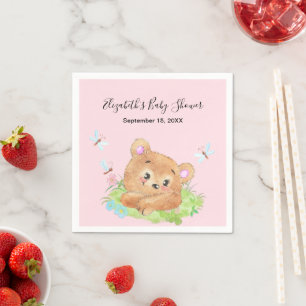 Teddy Bear Pink Baby Girl Shower Gift  Napkins