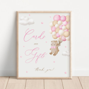 Teddy Bear Pink Baby Shower Cards & Gifts Poster