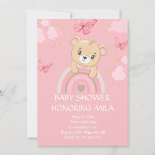 TEDDY BEAR PINK BABY SHOWER INVITATION