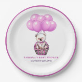 Teddy Bear Pink Baby Shower Party Paper Plates (Front)