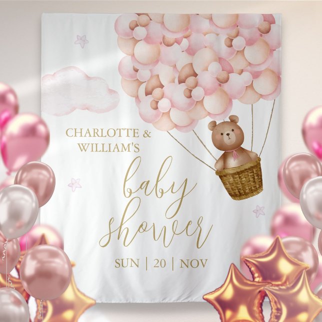 Teddy Bear Pink Baby Shower Photo Backdrop (Teddy Bear Pink Baby Shower Photo Backdrop)