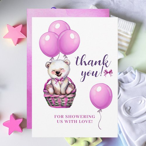 Teddy Bear Pink Baby Shower Thank You Card