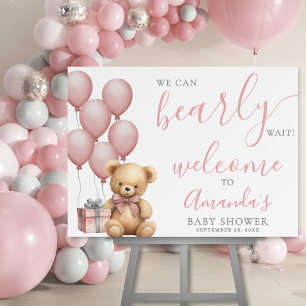 Teddy Bear Pink Baby Shower Welcome Foam Board