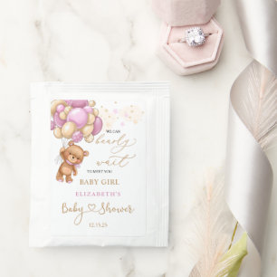 Teddy Bear Pink Balloons Baby Shower Tea Bag Drink Mix