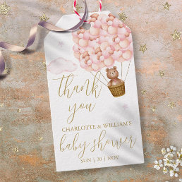 Teddy Bear Pink Balloons Baby Shower Thank You Gift Tags