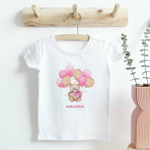 Teddy bear pink balloons Baby T_Shirt