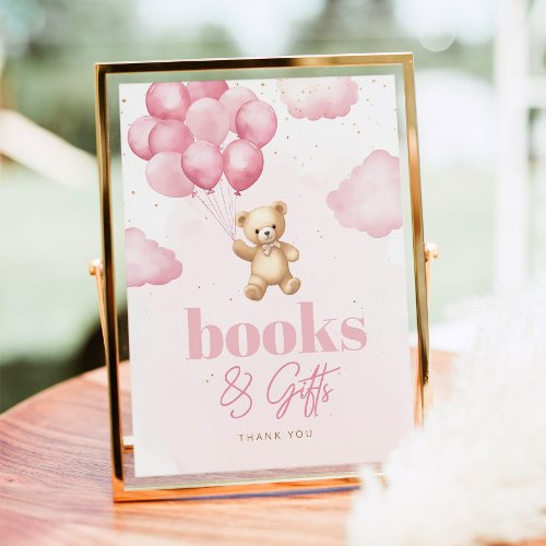 Teddy bear pink balloons Books and Gifts Poster