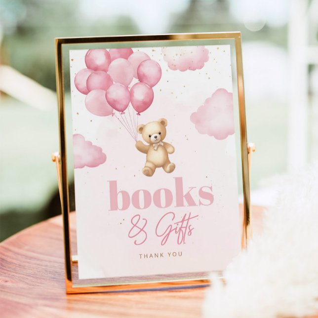 Teddy bear pink balloons Books and Gifts Poster (Creator Uploaded)