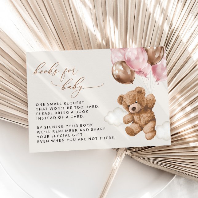 Teddy Bear, Pink Balloons, Books For Baby Enclosure Card (Creator Uploaded)