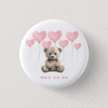 Teddy Bear Pink Balloons Girl Mom To Be Button at Zazzle