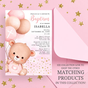 Inviti per battesimo tema orsetto - teddy bear baptism invitations