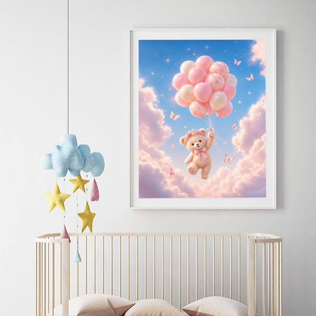 Teddy Bear Pink Balloons  Poster (Creator Uploaded)