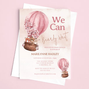 Teddy Bear Pink Bearly Wait Baby Shower Invitation