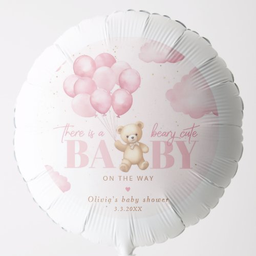 Teddy bear pink Beary cute baby shower Balloon
