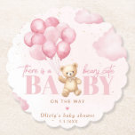 Teddy bear pink Beary cute baby shower Paper Coaster<br><div class="desc">Teddy bear pink Bearly cute baby shower Paper Coaster
Matching items are available.</div>