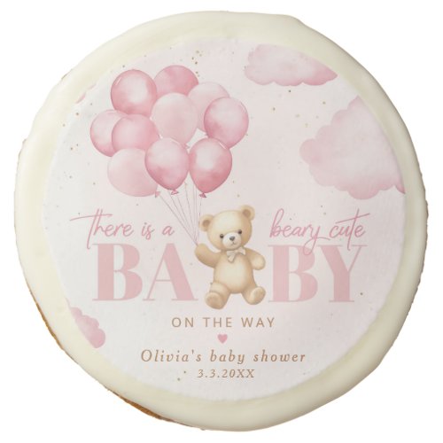 Teddy bear pink Beary cute baby shower Sugar Cookie