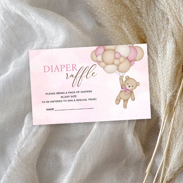 Teddy Bear Pink Diaper Raffle Enclosure Card (Creator Uploaded)