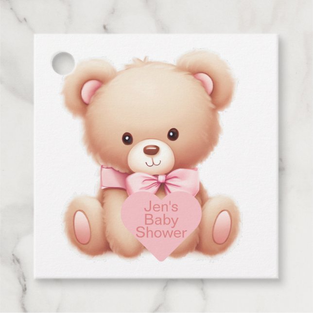 Teddy Bear Pink Favor Tags (Front)