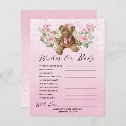 Teddy Bear Pink Floral Wishes for Baby Game 
