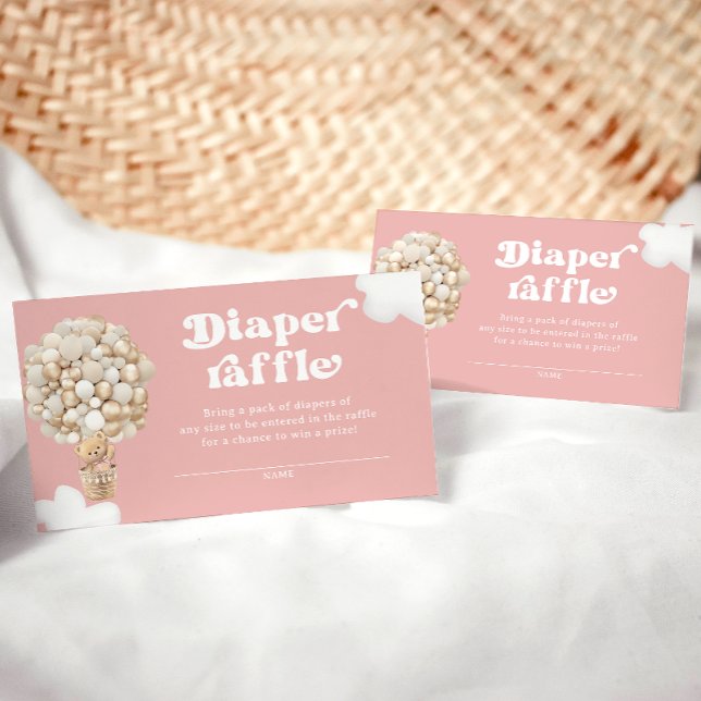 Teddy Bear Pink Girl Baby Shower Diaper Raffle Enclosure Card (Creator Uploaded)