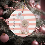 Teddy Bear Pink Girl's Personalized Baby Gift  Ceramic Ornament<br><div class="desc">This design may be personalized in the area provided by changing the photo and/or text. Or it can be customized by clicking Personalize this Template and then choosing the click to customize further option and delete or change the color of the background, add text, change the text color or style,...</div>