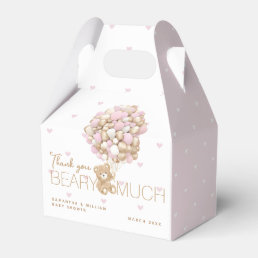 Teddy Bear Pink Heart &amp; Balloon Baby Girl Shower Favor Boxes