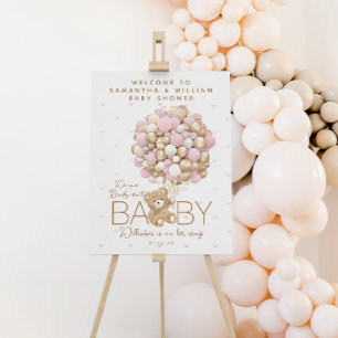 Teddy Bear Pink Heart & Balloon Baby Girl Shower Foam Board