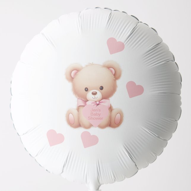 Teddy Bear Pink Hearts Balloon (Front)