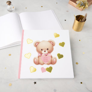 Teddy Bear Pink Hearts Foil Guestbook