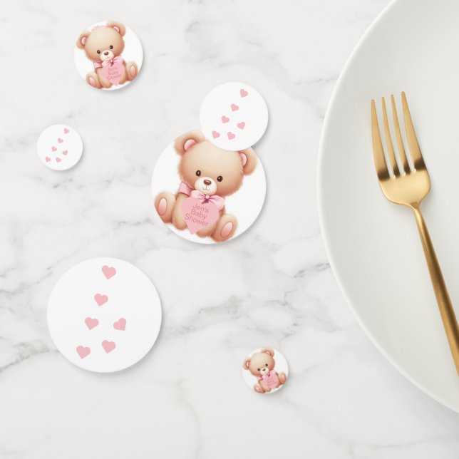 Teddy Bear Pink Hearts Table Confetti (Group)