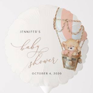 Teddy Bear, Pink Hot Air Balloon, Baby Shower Balloon