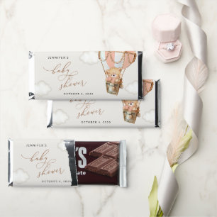 Teddy Bear, Pink Hot Air Balloon, Baby Shower Hershey Bar Favors