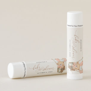 Teddy Bear, Pink Hot Air Balloon, Baby Shower Lip Balm