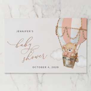 Teddy Bear, Pink Hot Air Balloon, Baby Shower Paper Pad