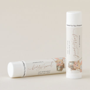 Teddy Bear, Pink Hot Air Balloon, First Birthday Lip Balm