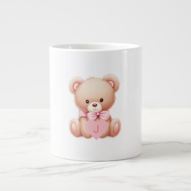 Teddy Bear Pink Monogram Specialty Mug (Front)